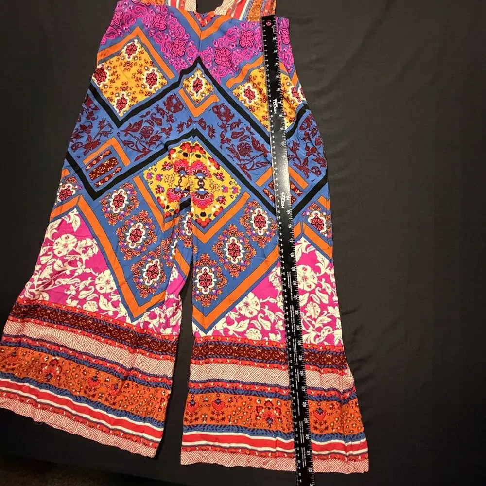 Free People Maritzah Patchwork Palazzo Jumpsuit Size 8